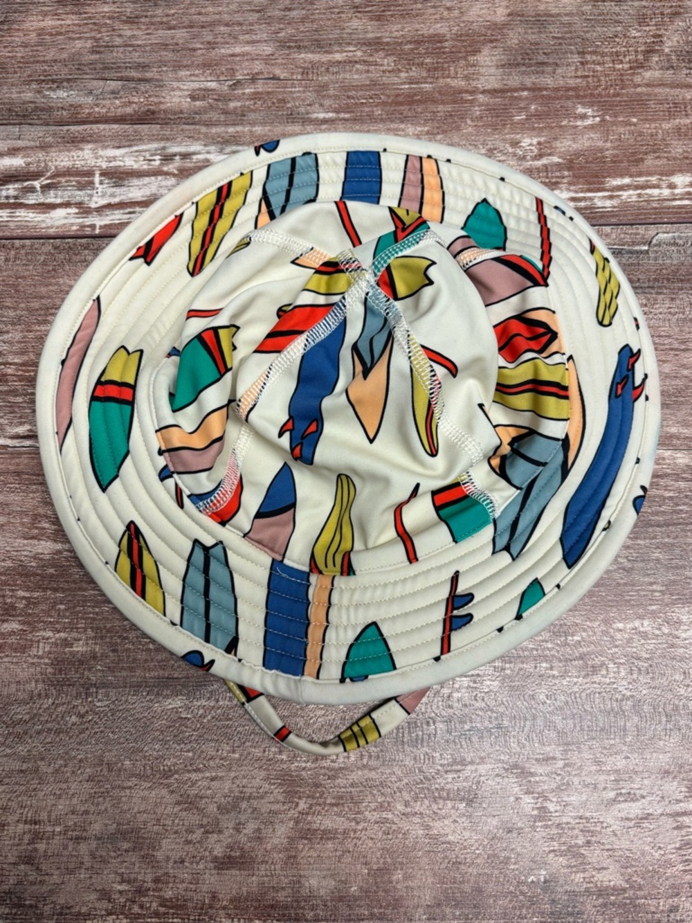 Hanna Andersson White Kids Sun Hat Colorful Surfboard Print Brim Toddler Baby S